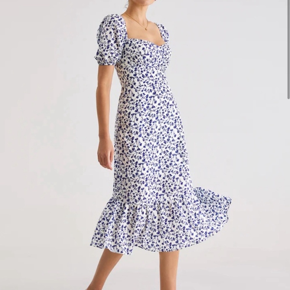 NWT Blue Floral Midi Dress